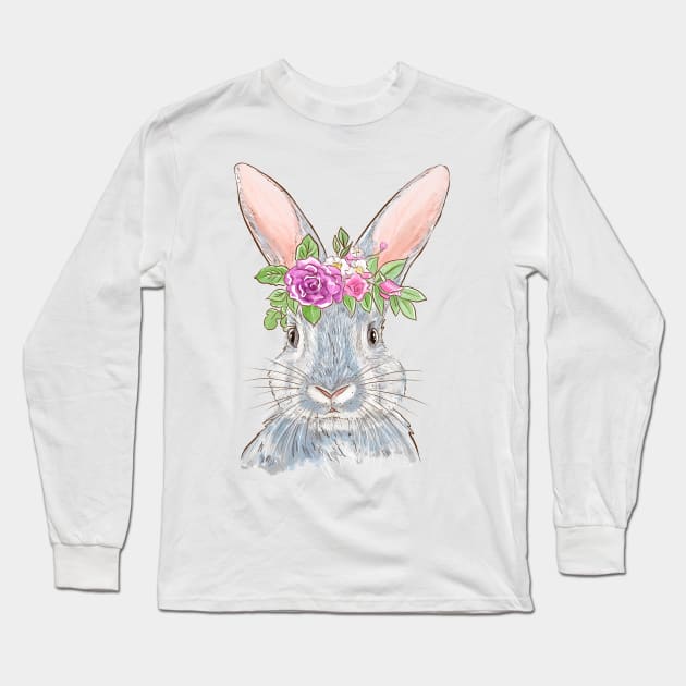 Denizko Art Gray Rabbit Long Sleeve T-Shirt by denizko
